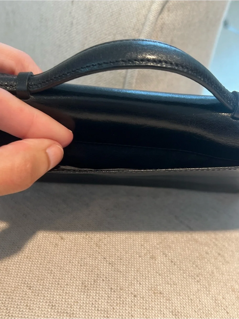 NWT Vintage MONSAC Original Black Leather East West Evening Clutch Bag Handle